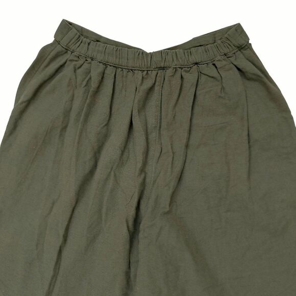 American Eagle Crop Wide Leg Pants Womens Small Green Pull-On Linen Blend - Picture 7 of 13
